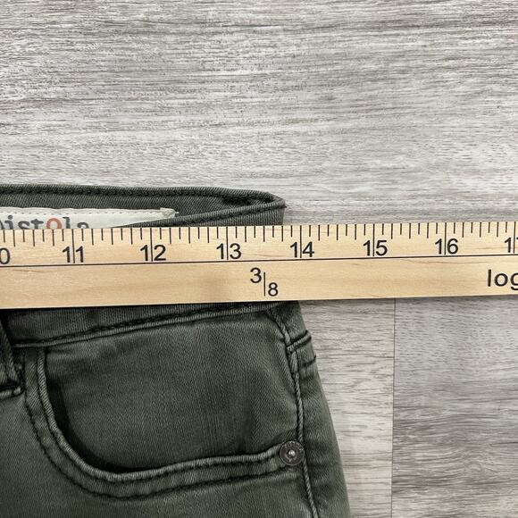 Pistola‎ Anthropologie Moto Skinny Olive Green Denim Pants Ribbed Knee Size 27 - Picture 10 of 12